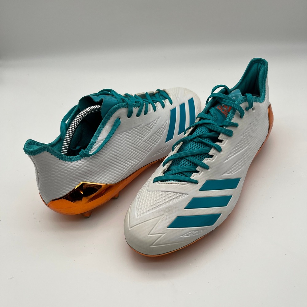 Adidas Adizero Football Cleats Mens White Teal Orange Metallic Chrome Low Top 14